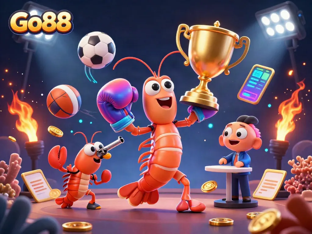 Engage in thrilling gameplay at Go88, where vibrant characters and dynamic sports elements create an exciting betting experience.