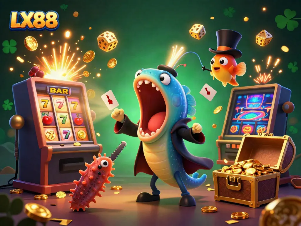 Experience dynamic magic with LX88 as deep-sea creatures perform at a vibrant casino scene.