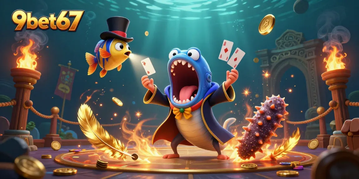 Engage in exciting card tricks with 9bet67's magical underwater casino experience.