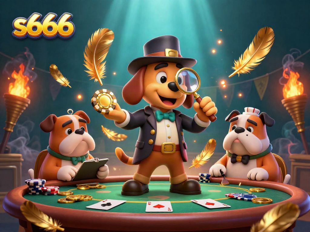 S666 detectives reveal winning poker strategies with clues and chip stacks in a thrilling casino scene.