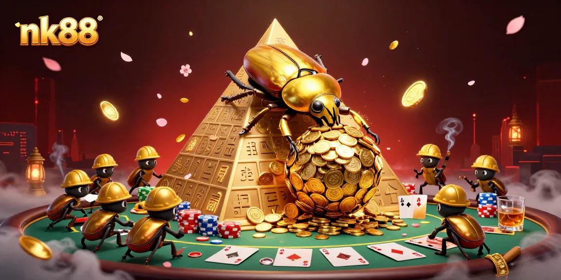 Experience thrilling gaming with nk88, where golden coins and poker chips create excitement.