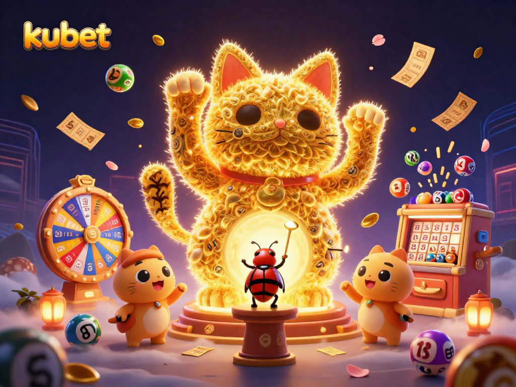Experience kubet's vibrant casino world featuring a lucky cat and dynamic game elements.
