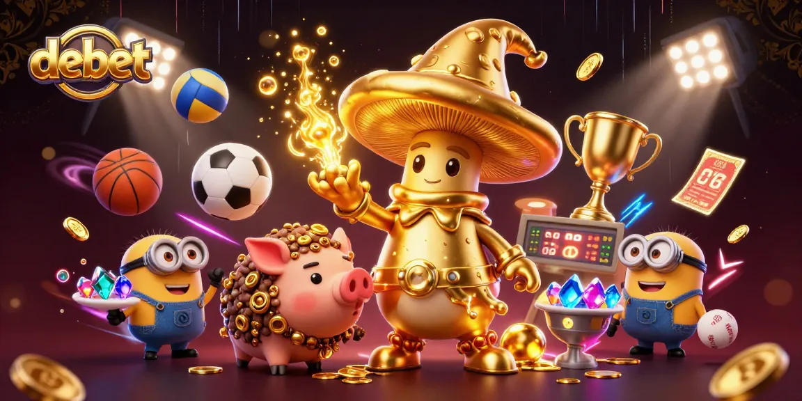 Engage with debet's dynamic betting scene, featuring vibrant sports elements and magical treasures.