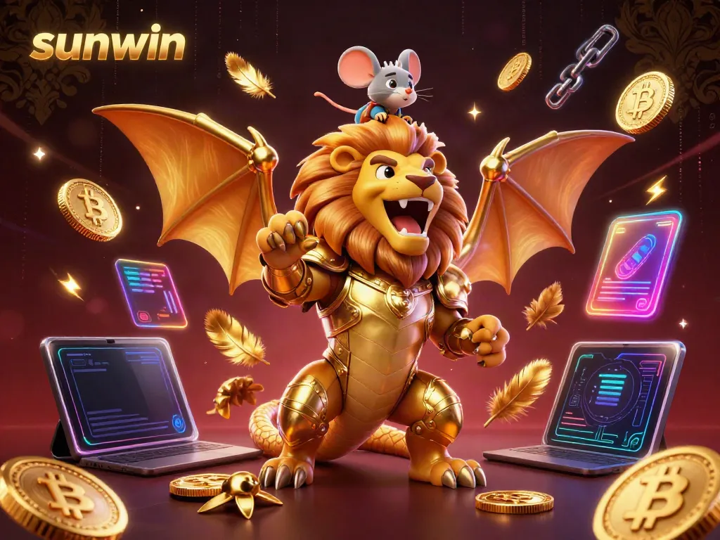 Engage in thrilling gameplay with Sunwin's vibrant casino offerings featuring mystical creatures and glowing currencies.