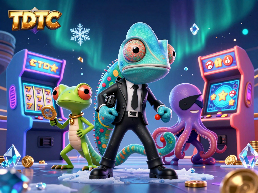 Engage with TDTC's exciting world by spinning the slot reels in this vibrant gaming scene.