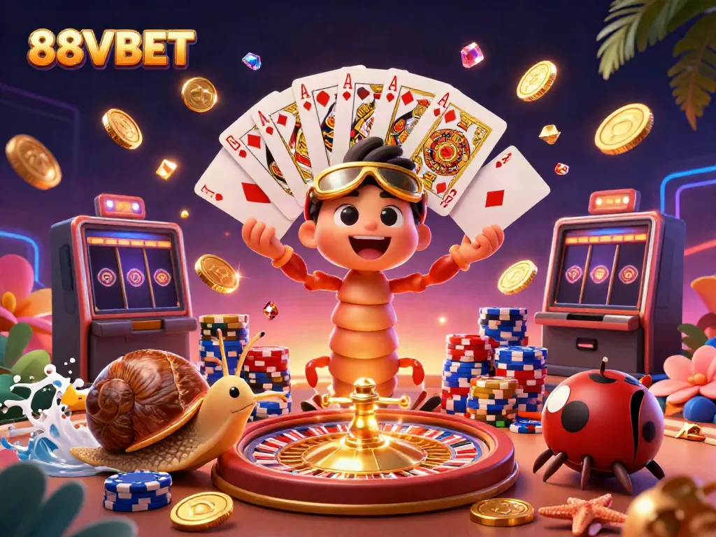 Experience exhilarating gameplay with 88VBET in a vibrant, whimsical casino scene.