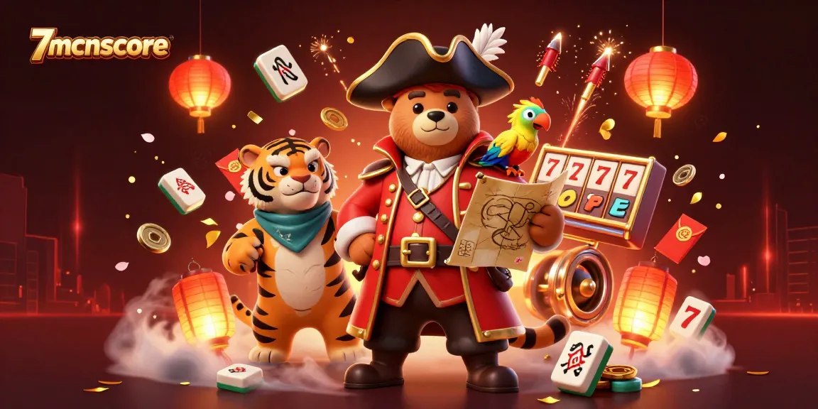 Experience thrilling gameplay at 7mcnscore with a vibrant pirate-themed casino scene full of excitement.