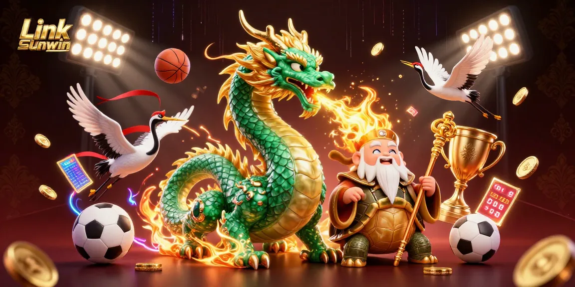 Engage with Link Sunwin through captivating gameplay featuring a jade dragon, turtle sage, and lucky cranes.