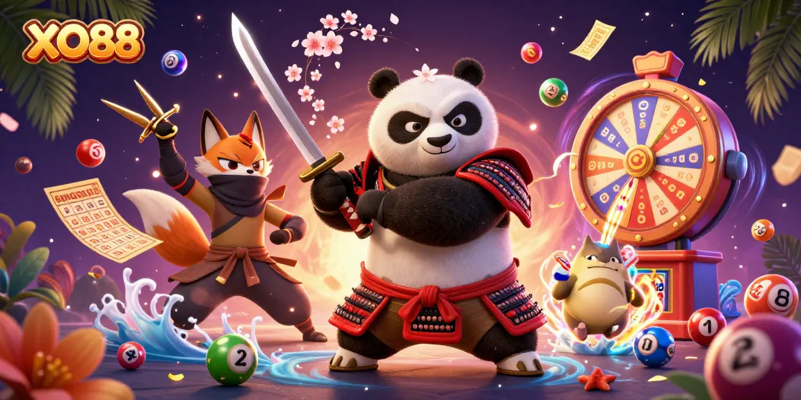 Jump into thrilling action with XO88, featuring vibrant casino elements and dynamic characters.
