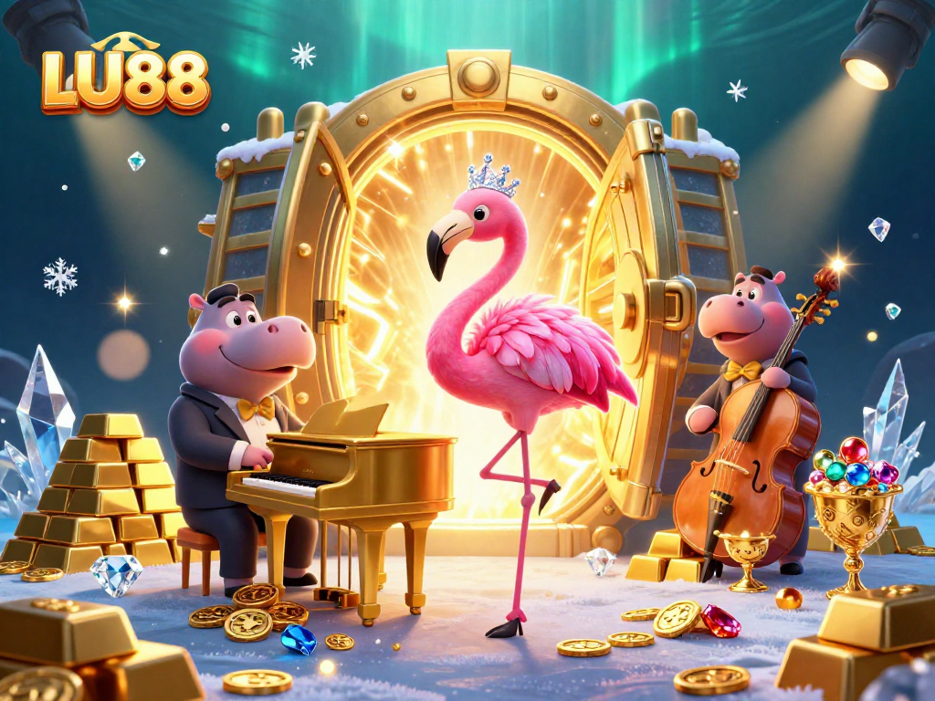 Experience the excitement at LU88 Casino, featuring interactive gaming elements and vibrant characters in a dynamic scene.