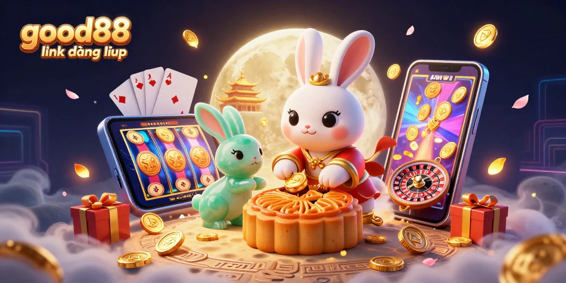 Engage with good88 link đăng nhập and revel in this vibrant 3D casino-themed illustration featuring playful characters.