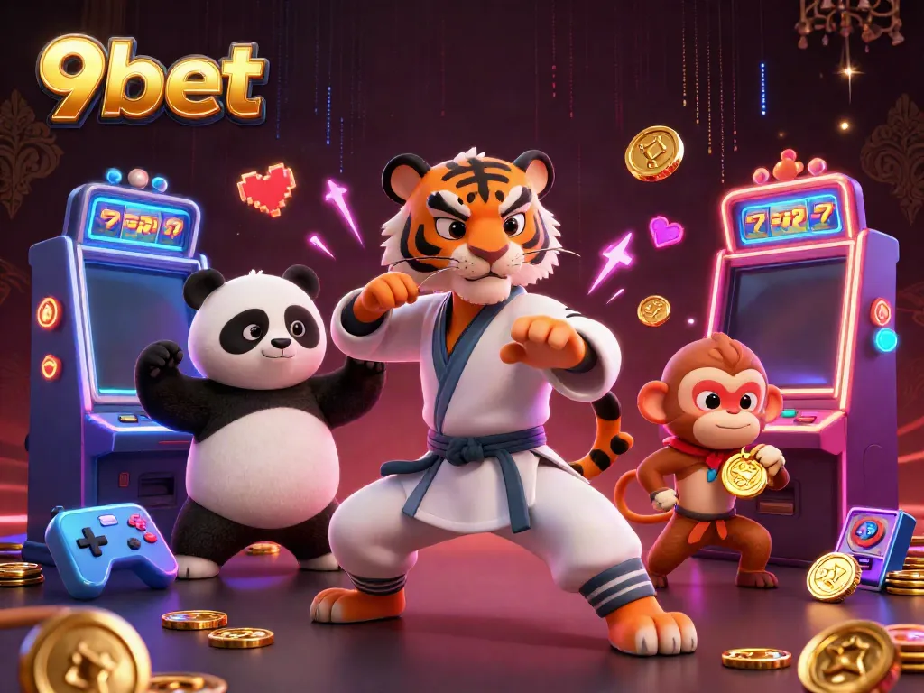 Engage with 9bet's exhilarating online casino experience featuring vibrant scenes and dynamic characters.