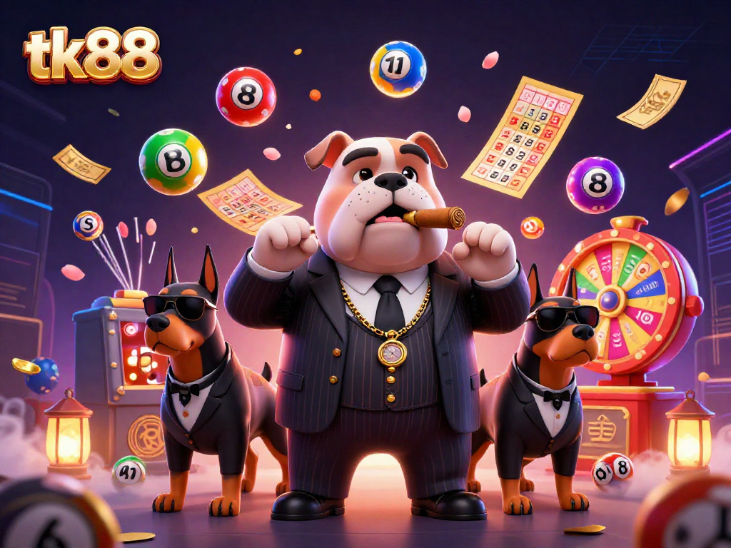 Engage with tk88's thrilling lottery experience featuring vibrant game elements and charismatic characters.