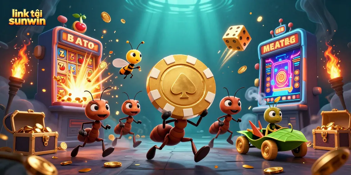 Engage with the thrill of link tải sunwin through a vibrant 3D illustration showcasing a dynamic casino heist scene.