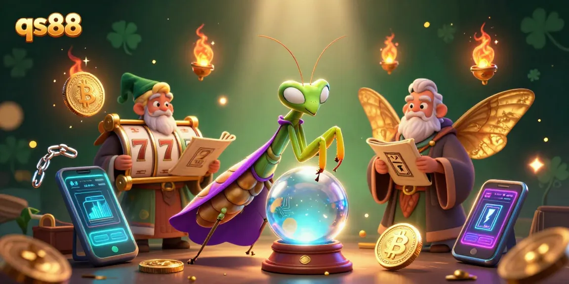 Experience the thrilling gameplay at qs88 with vibrant slot machines and crypto elements in a rich 3D illustration.