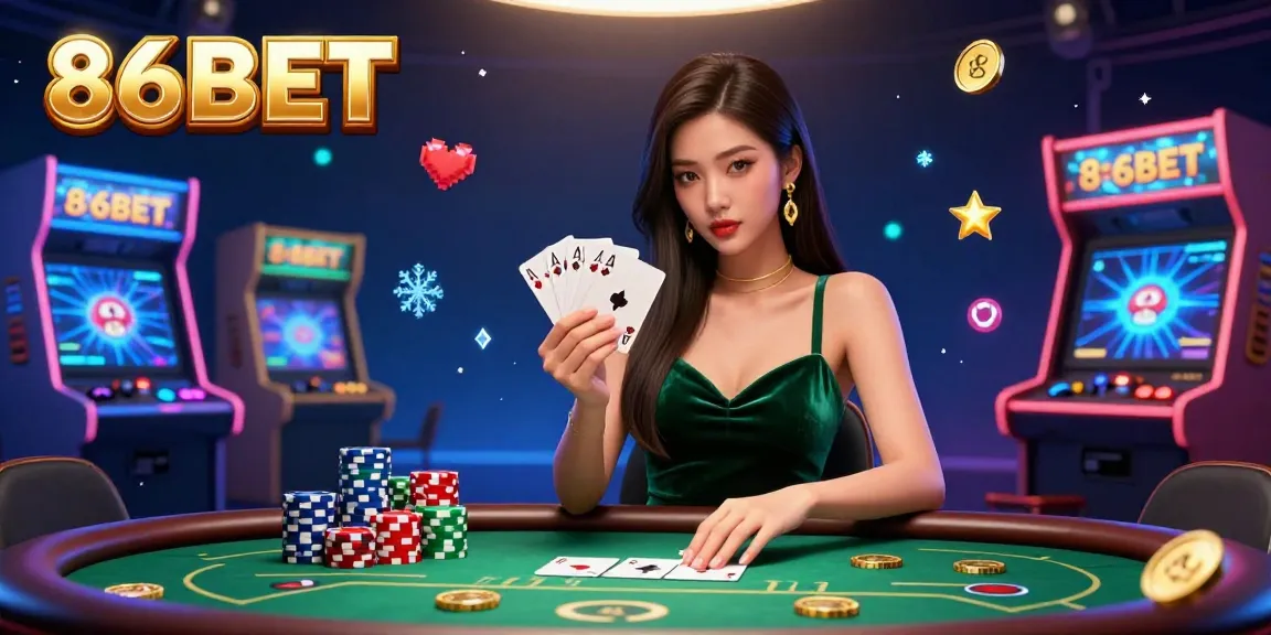 Experience thrilling gameplay at 86BET with a focused player strategizing at a poker table.
