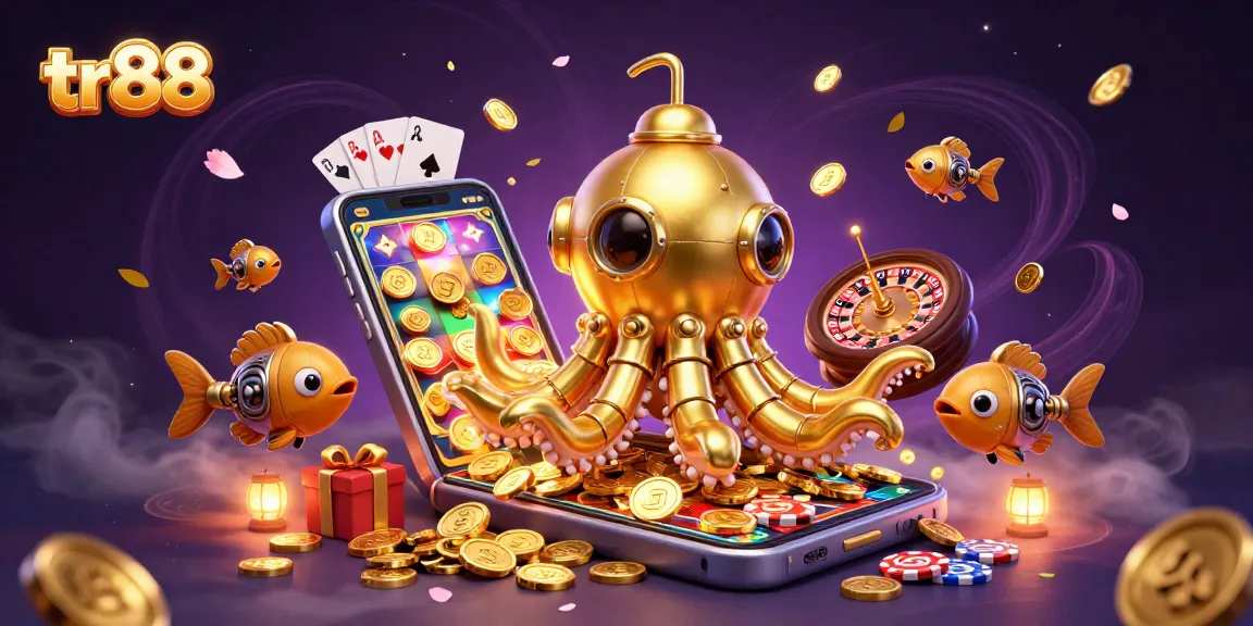 Spin and win with tr88 as a golden kraken submarine dives into a sea of casino excitement.