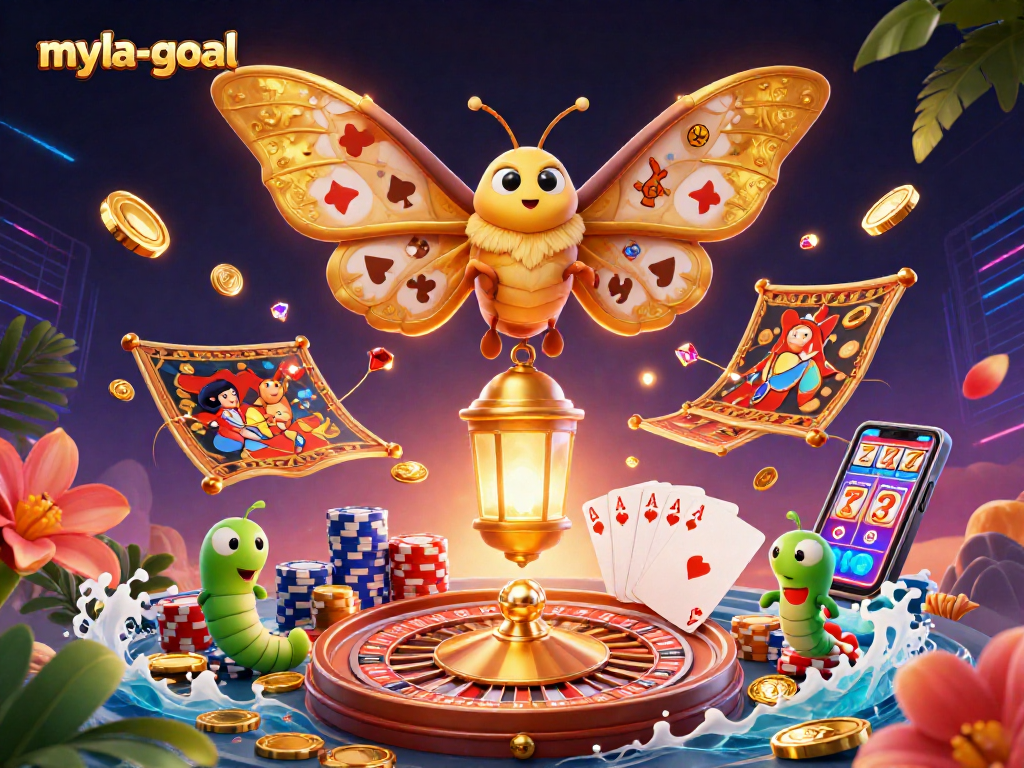 Experience thrilling gameplay with myla-goal, featuring a vibrant casino scene and animated characters.