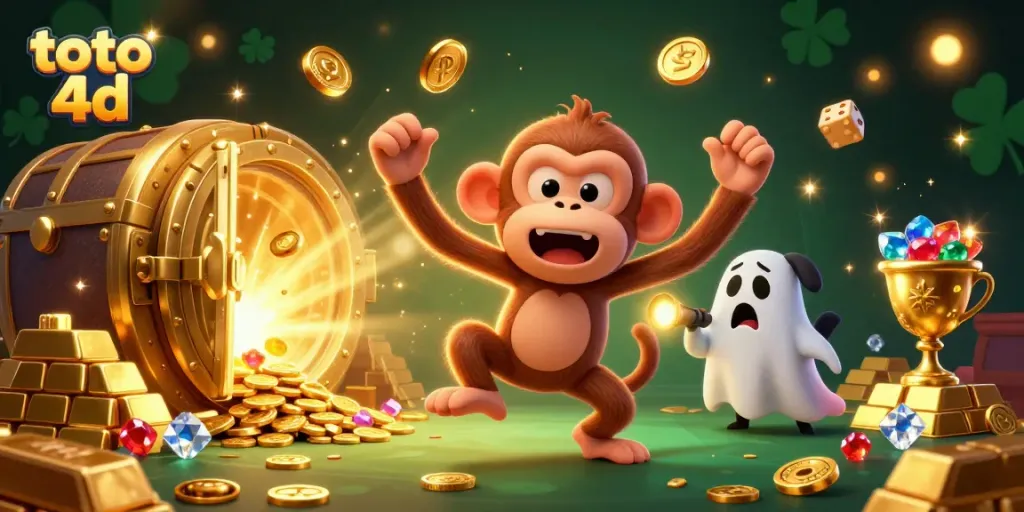 Engage with exciting toto 4d gameplay in a vibrant haunted casino scene packed with treasures.