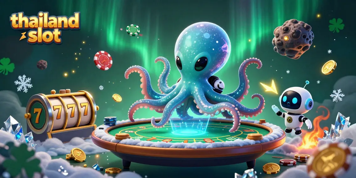 Experience thrilling thailand slot games with a 3D alien octopus managing a dynamic poker scene.