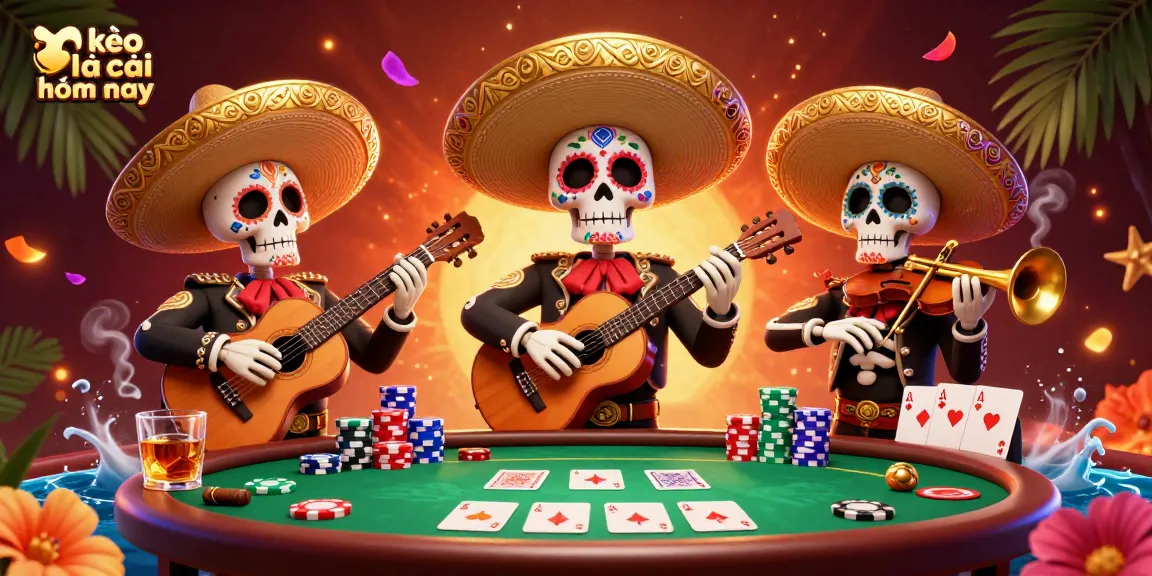 Experience the thrilling action of kèo nhà cái hôm nay with our vibrant mariachi band amidst poker excitement.