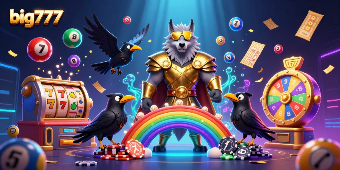 Play big777 slots and spin colorful reels with Odin's lucky charm in an exciting casino scene.