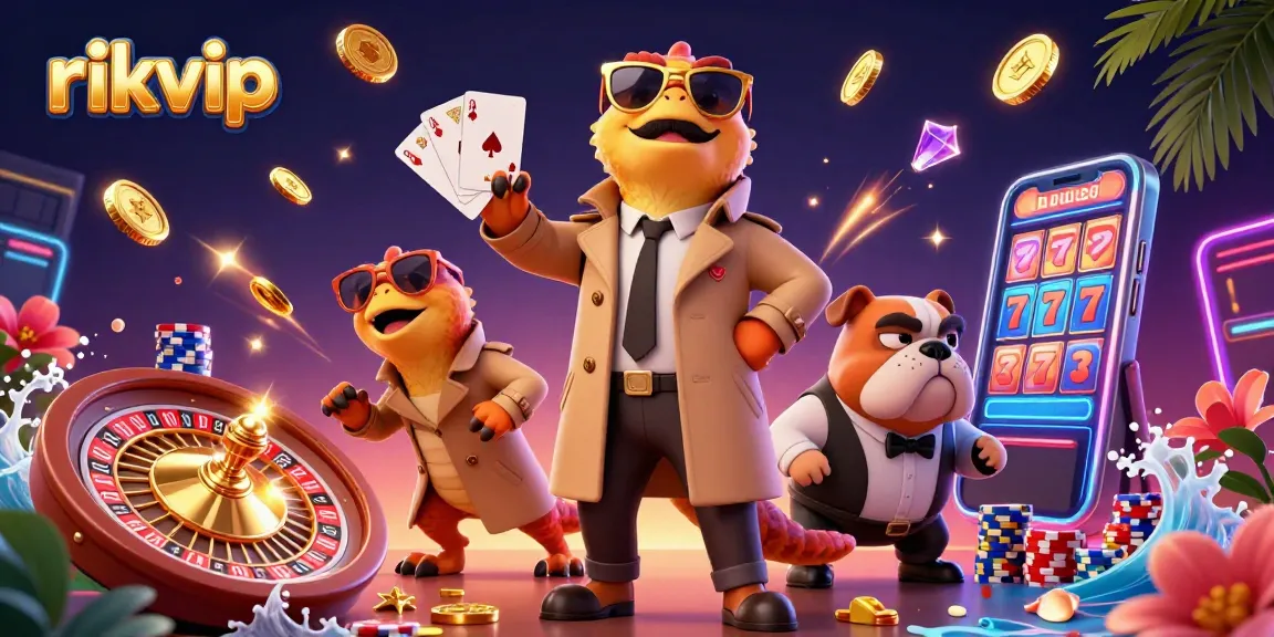 Engage with rikvip and encounter fun in a dynamic casino scene filled with thrilling game elements.