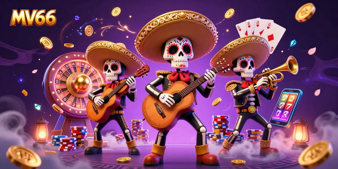 Experience thrilling gaming action at MV66 with vibrant mariachi band and casino elements.