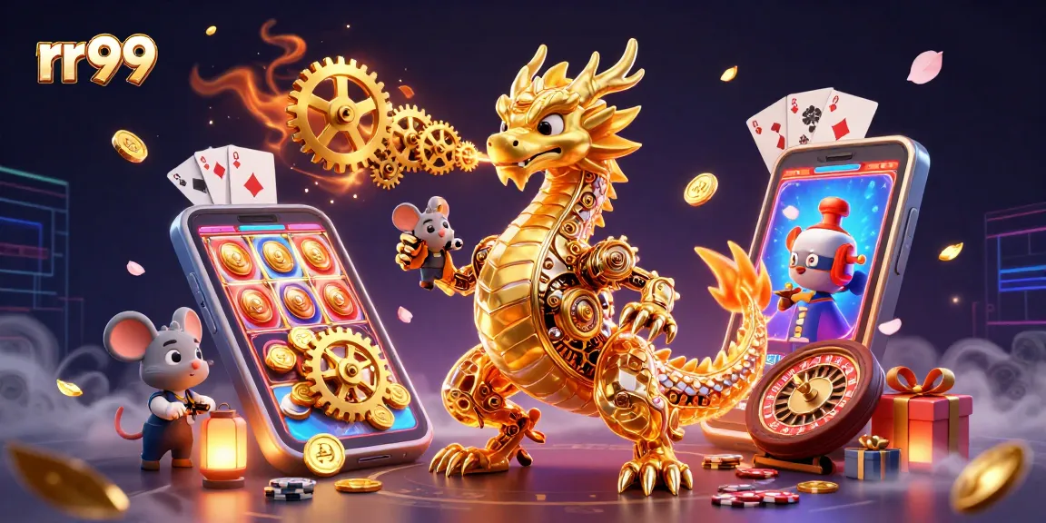 Experience thrilling gameplay with rr99's vibrant slots and casino action in a magical dragon scene.